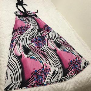 555 Los Angeles Resort Boho Maxi Halter Dress L